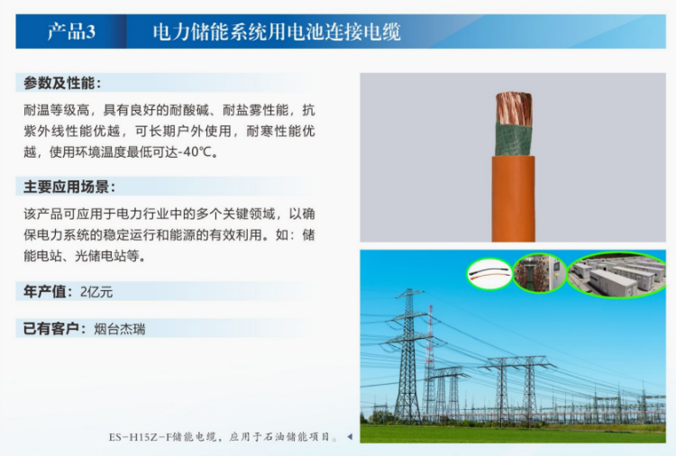 电力储能系统用电池连接电缆